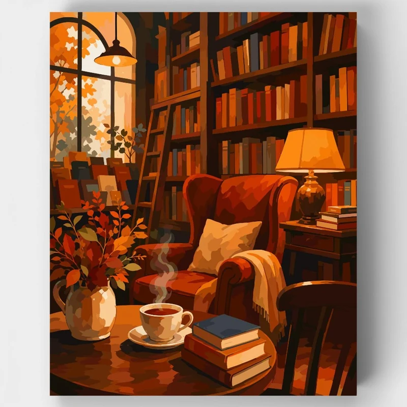 Cozy Autumn Reading Nook - Paint by Numbers Kit