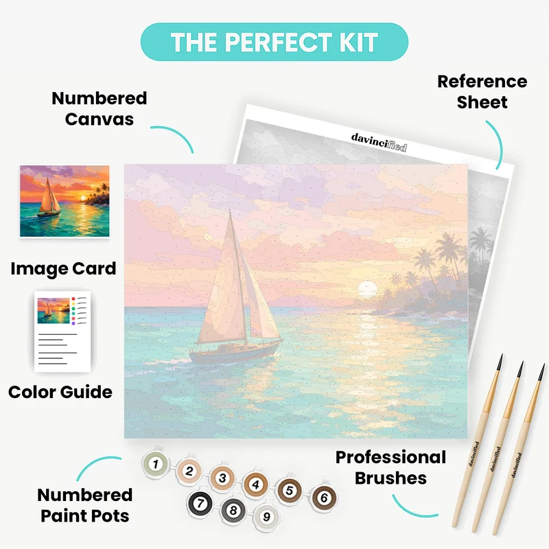 Sailboat Island Sunset - Paint by Numbers Kit