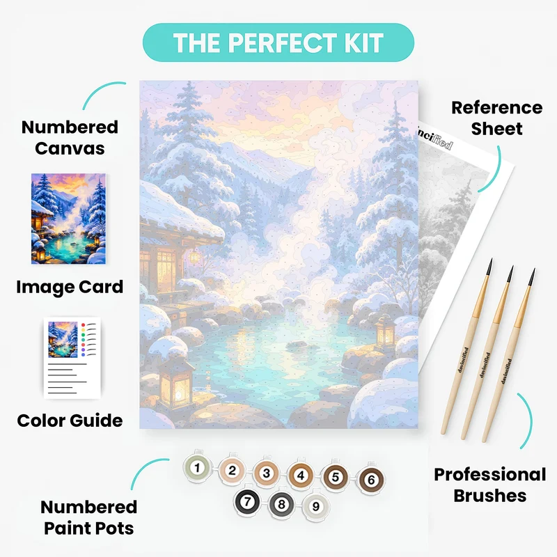 Snowy Onsen Steam - Paint by Numbers Kit