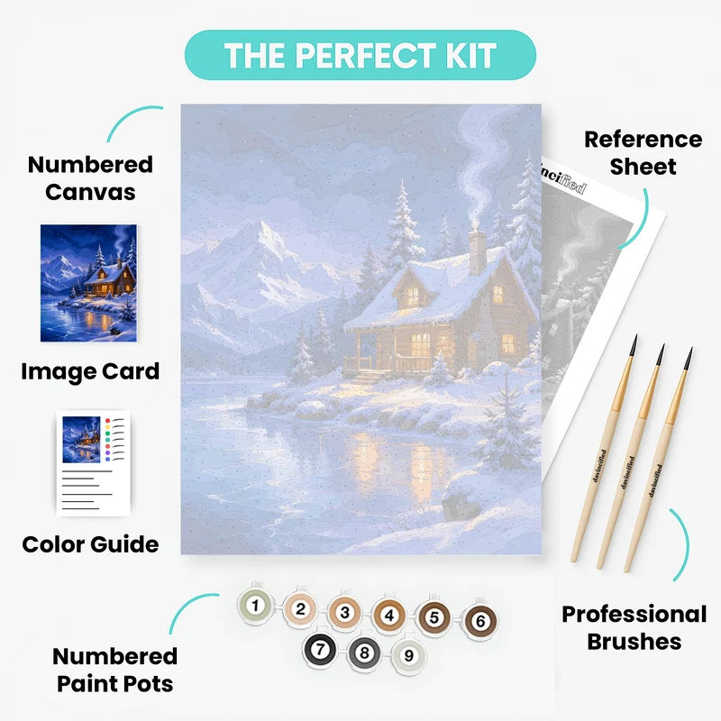 Snowbound Cabin Glow - Paint by Numbers Kit