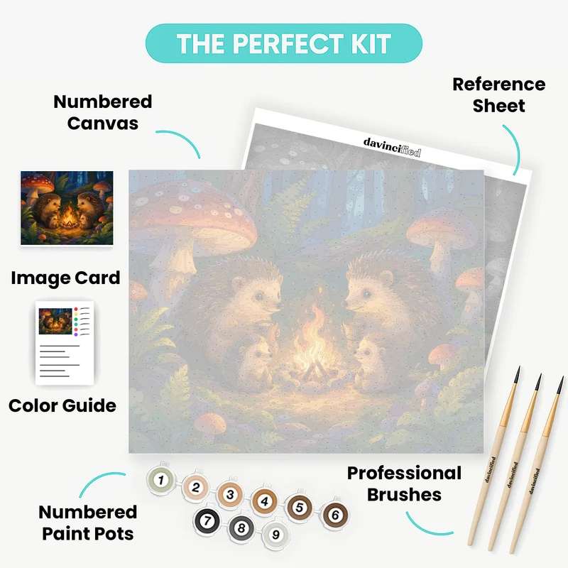 Hedgehog Family Campfire - Paint by Numbers Kit