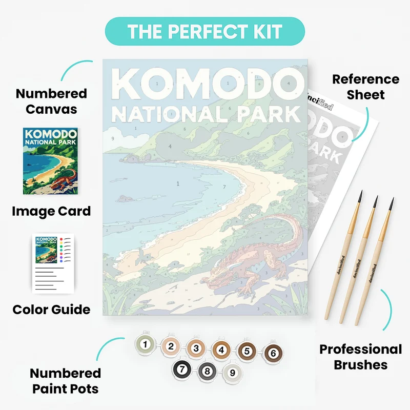 Komodo National Park Tropical Shoreline - Paint by Numbers Kit