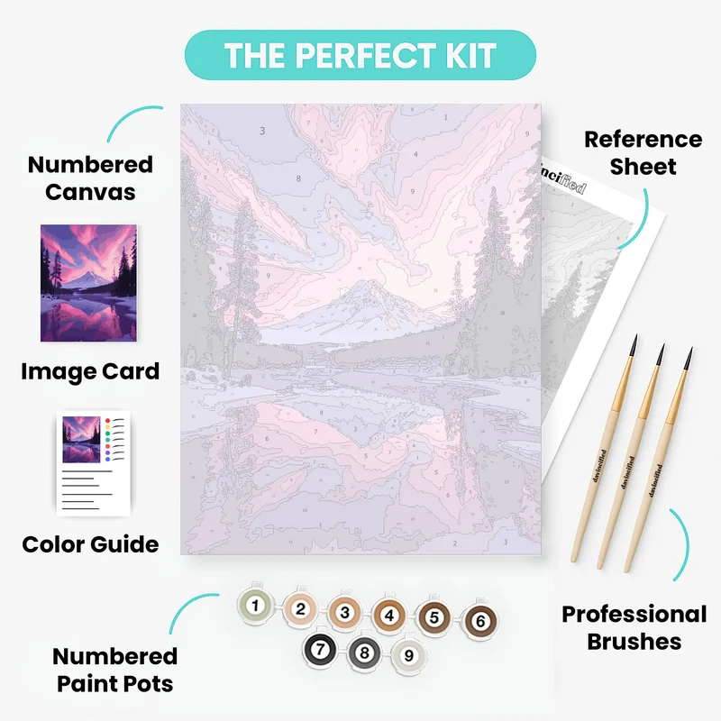 Mount Rainier National Park Winter Reflection - Paint by Numbers Kit