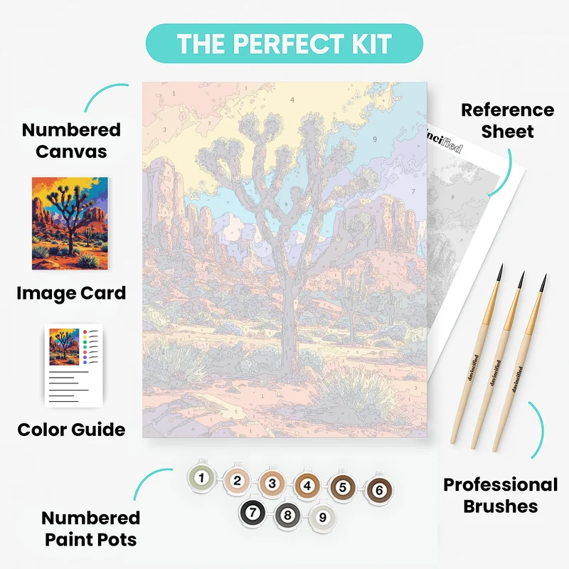 Joshua Tree National Park Vivid Desert Pop Art - Paint by Numbers Kit