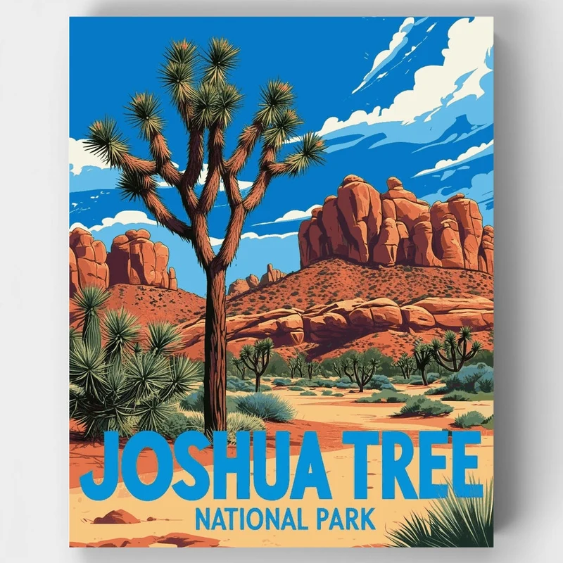Joshua Tree National Park Red Rock Canyon Vista - Paint by Numbers Kit