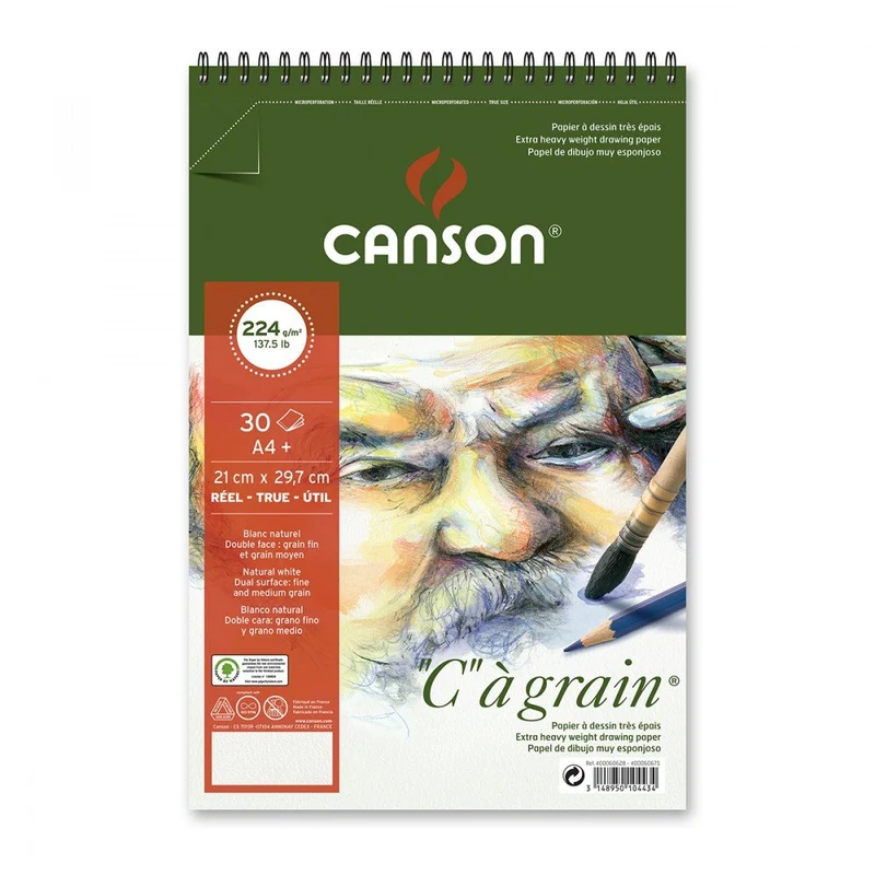Скицник CANSON C a grain 224 g/m² A5, 30 листа, със спирала