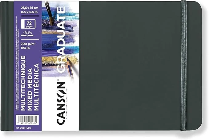 Skicár Canson Graduate Art Book Mix Media 200 g/m², 72 lista, 14 x 21,6 cm, tvrdi uvez