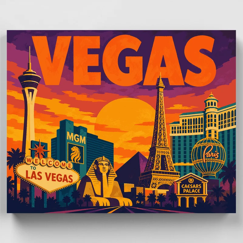 Vegas Strip Sunset - Paint by Numbers Kit