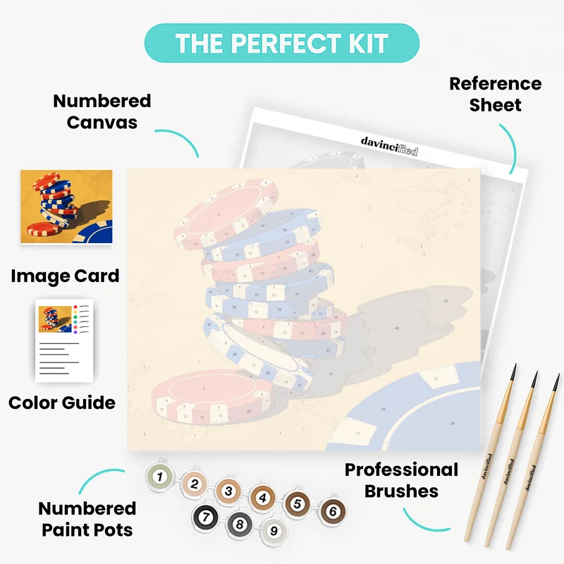 Toppling Casino Chips - Paint by Numbers Kit