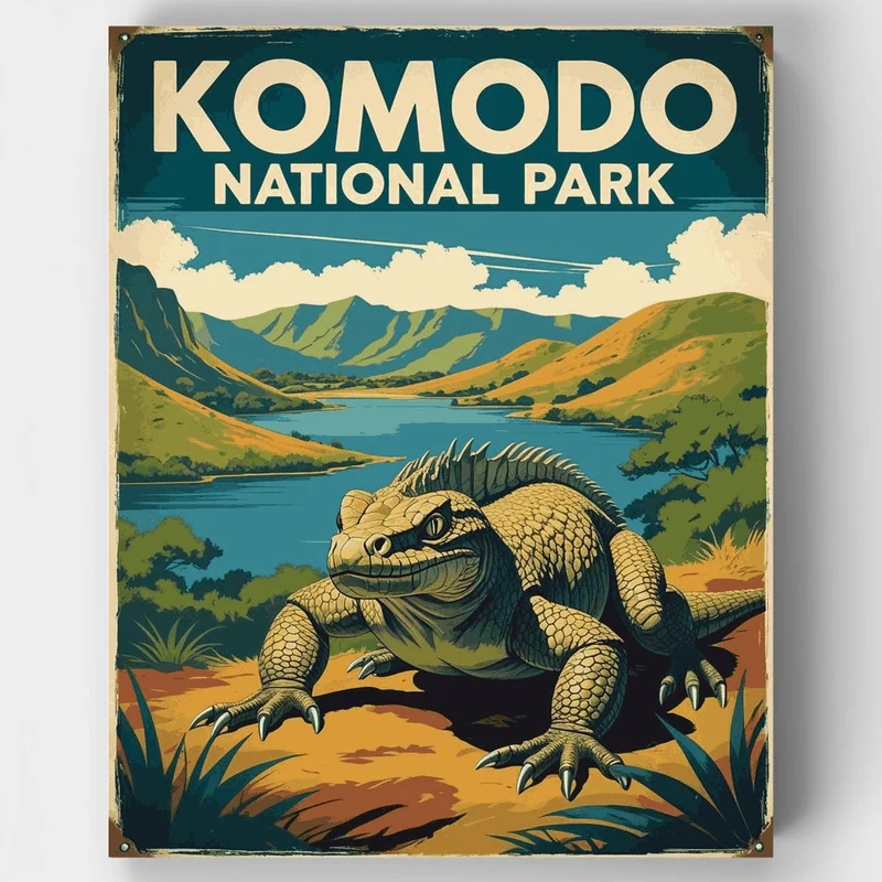 Komodo National Park Ancient Dragon Valley River - Paint by Numbers Kit