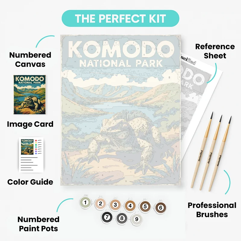Komodo National Park Ancient Dragon Valley River - Paint by Numbers Kit