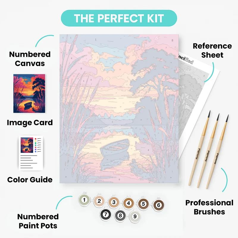 Okavango Delta Sunset Boat - Paint by Numbers Kit