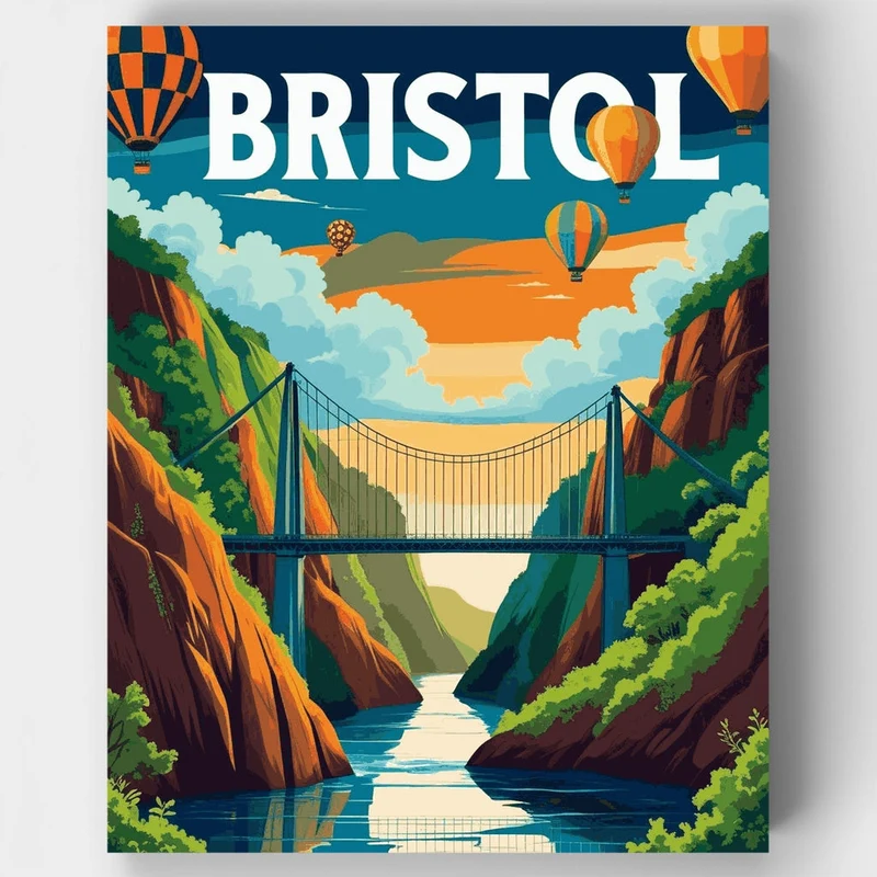 Bristol Avon Gorge with Hot Air Balloons - Paint by Numbers Kit