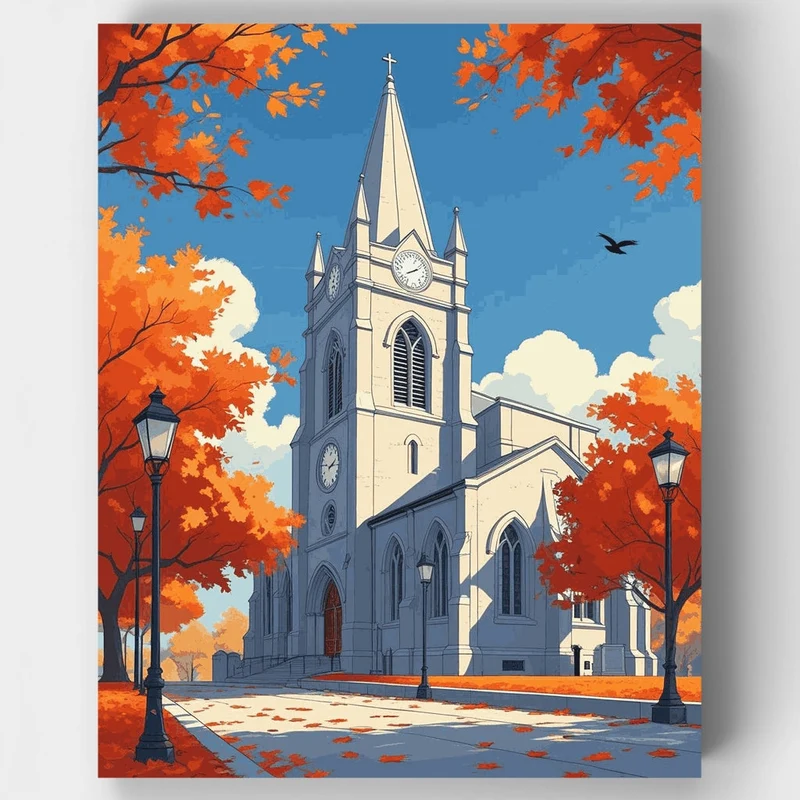 Christchurch Cathedral in Autumn - Paint by Numbers Kit