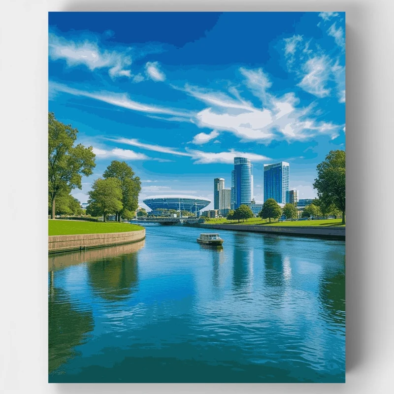 Adelaide Riverside Cityscape - Paint by Numbers Kit