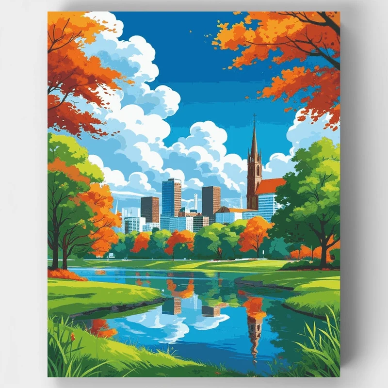 Adelaide Autumn Park Skyline - Paint by Numbers Kit