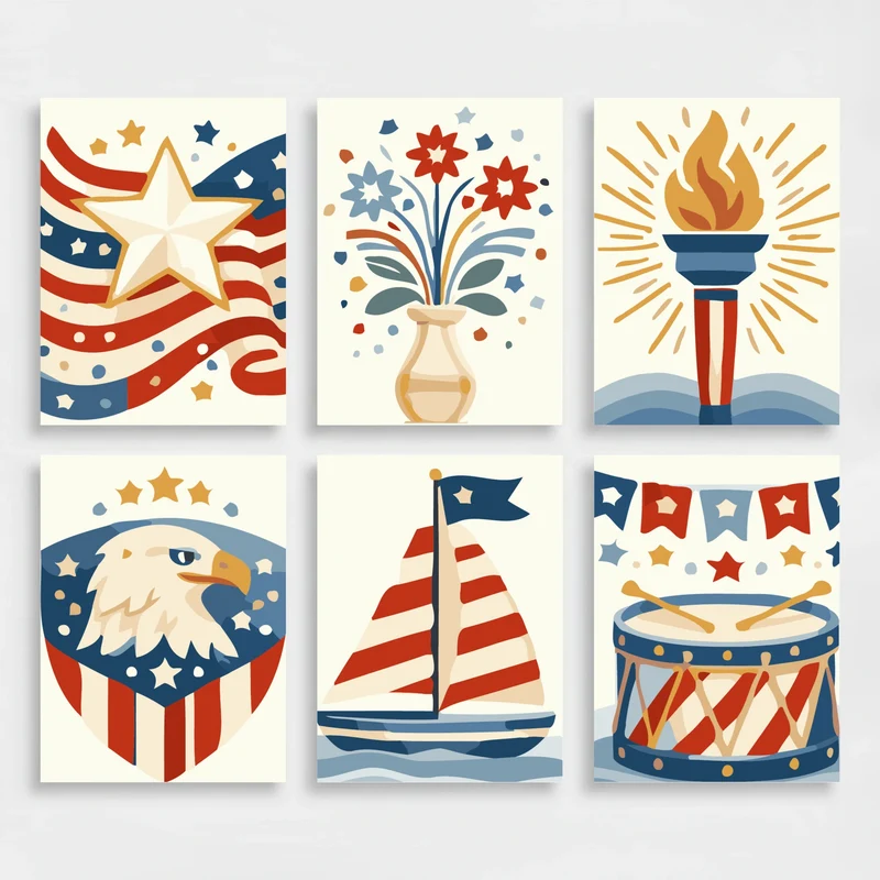 Patriotic Symbols - Mini Paint by Numbers Set