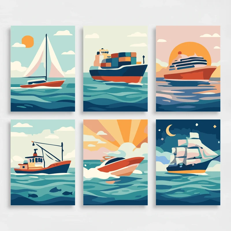 Maritime Vessels - Mini Paint by Numbers Set
