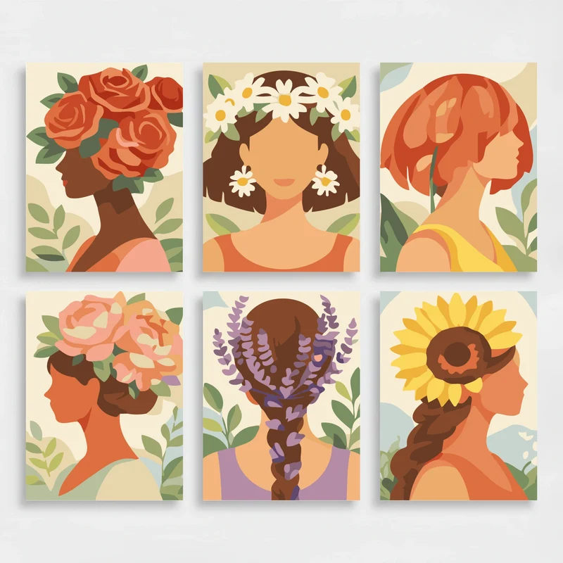 Flower Girls - Mini Paint by Numbers Set