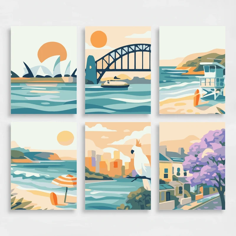 Sydney Harbour Icons - Mini Paint by Numbers Set