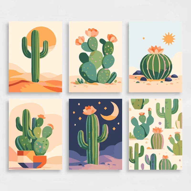Desert Blooms - Mini Paint by Numbers Set