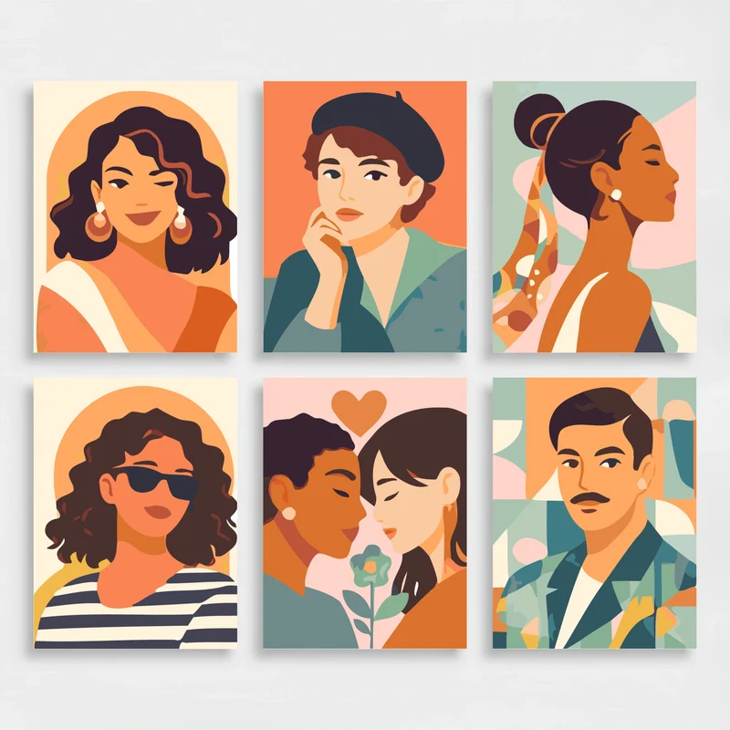 Vintage Portraits - Mini Paint by Numbers Set
