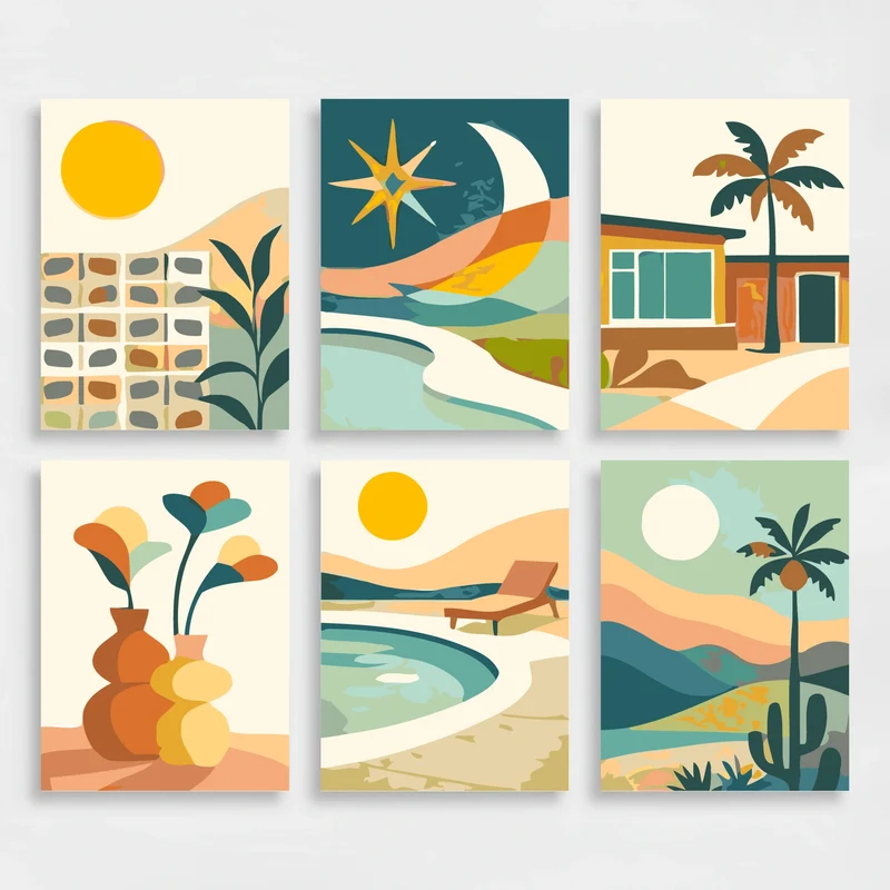 Mid Century Modern - Mini Paint by Numbers Set