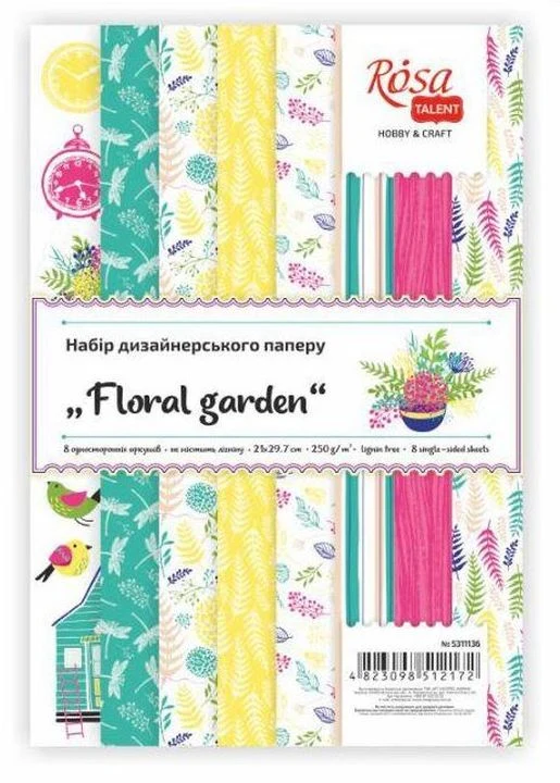 Komplet papirjev za scrapbooking Floral garden 21 x 29.7 cm