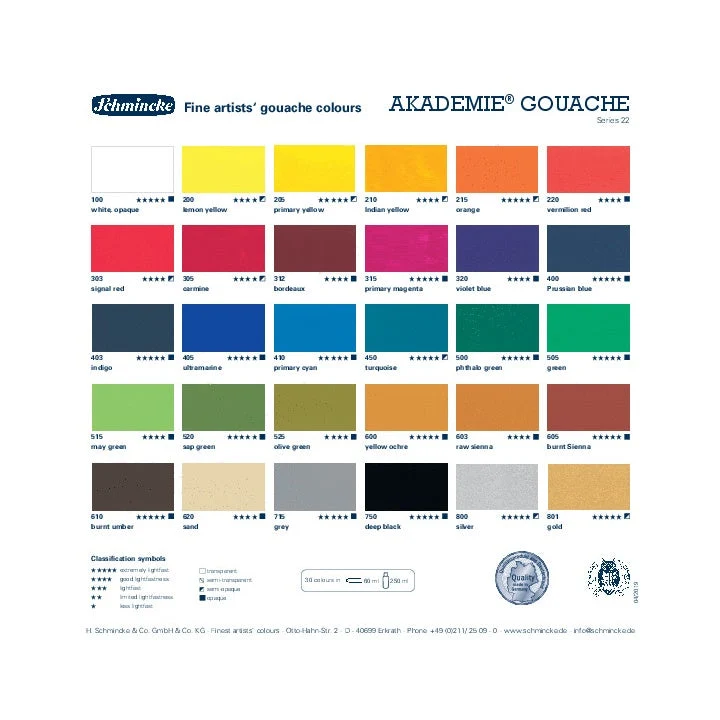 Komplet gvaš barv Schmincke AKADEMIE 10 x 60 ml