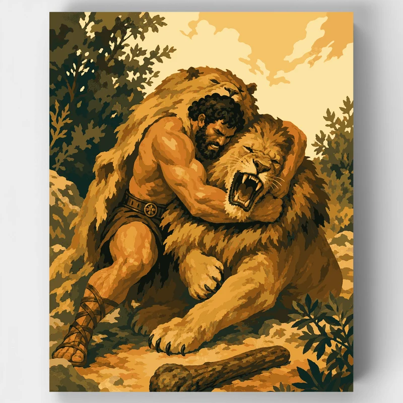 Hercules and the Nemean Lion - Paint by Numbers Kit