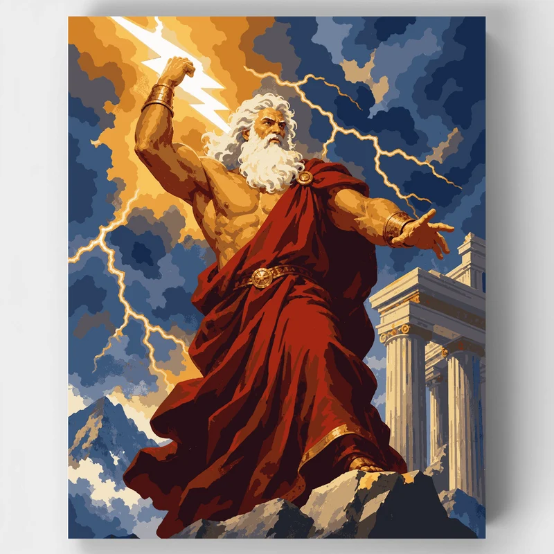 Zeus's Lightning Strike - Paint by Numbers Kit