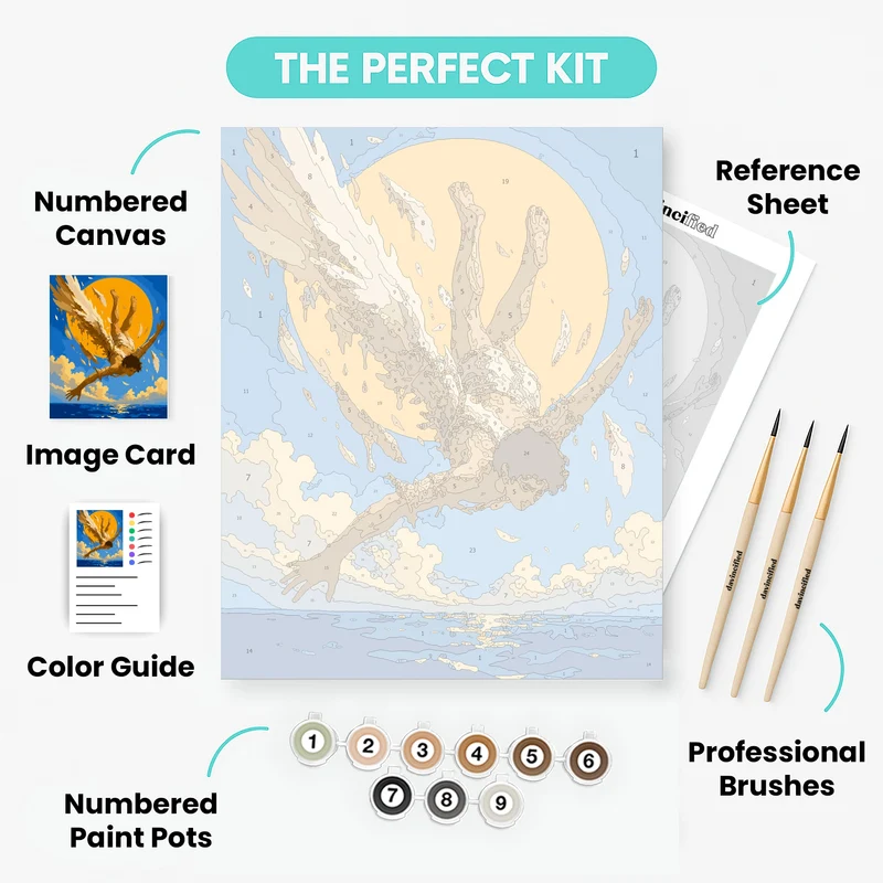Icarus Falling to the Sea - Paint by Numbers Kit