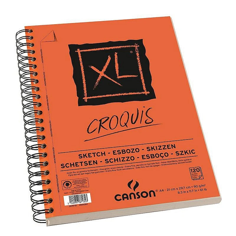 Скицник CANSON XL Croquis A5, 90 g/m², 60 листа, със спирала отляво