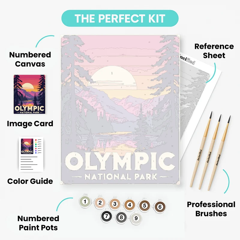 Olympic National Park Mountain Lake Sunset - Paint by Numbers Kit