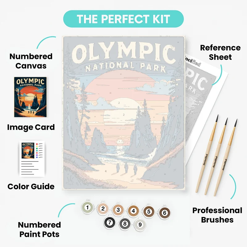Olympic National Park Sunset Beach - Paint by Numbers Kit