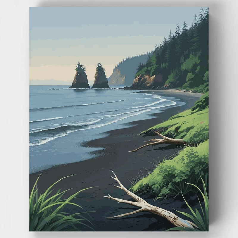 Olympic National Park Coastal Seascape - Paint by Numbers Kit