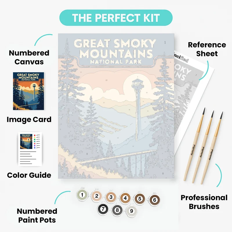 Great Smoky Mountains National Park Observation Tower Sunset - Paint by Numbers Kit