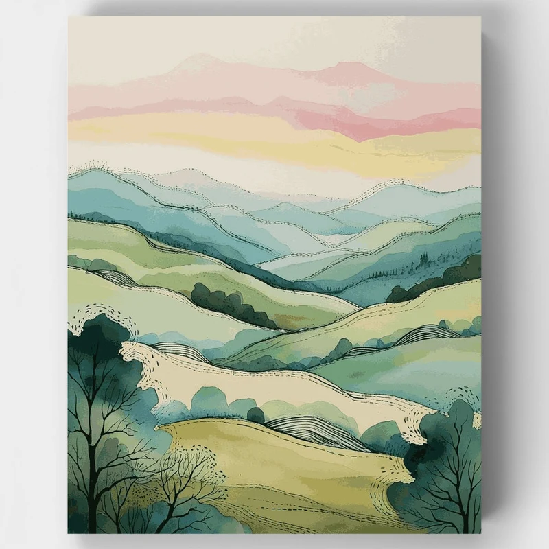 Great Smoky Mountains Rolling Hills at Sunset - Paint by Numbers Kit
