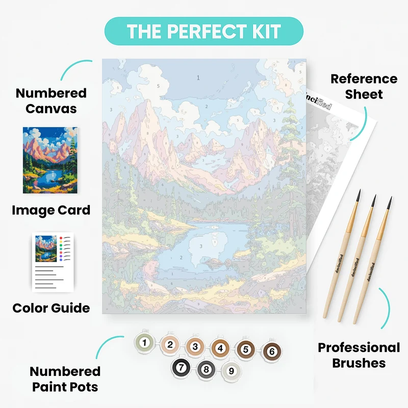 Grand Teton National Park Alpine Lake Panorama - Paint by Numbers Kit