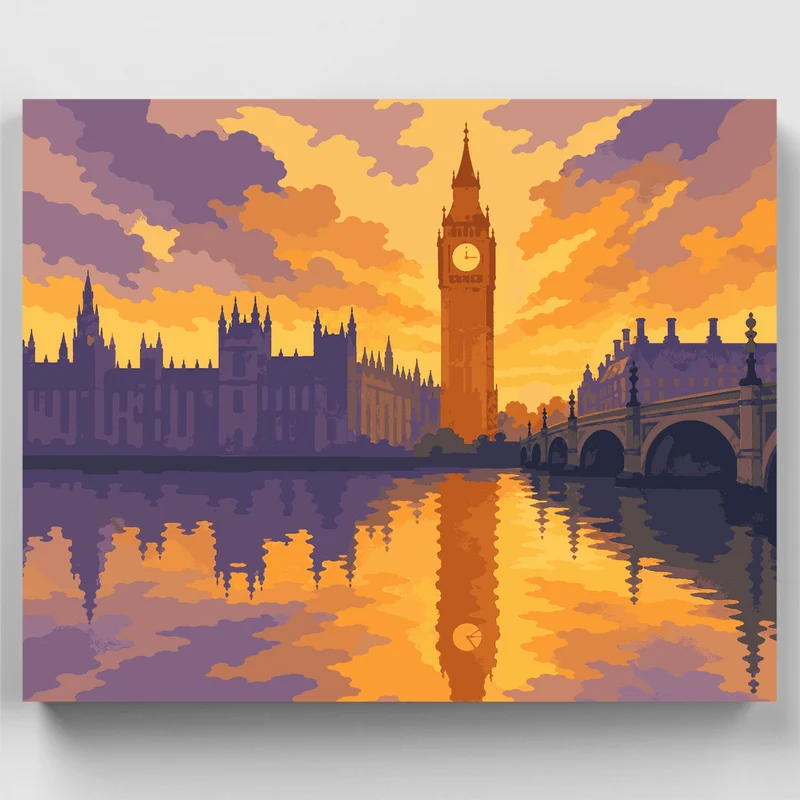 Dawn Reflections of Big Ben - Paint by Numbers Kit