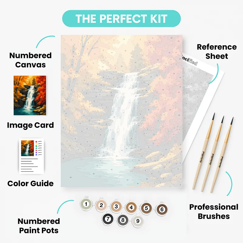 Fiery Forest Cascade - Paint by Numbers Kit