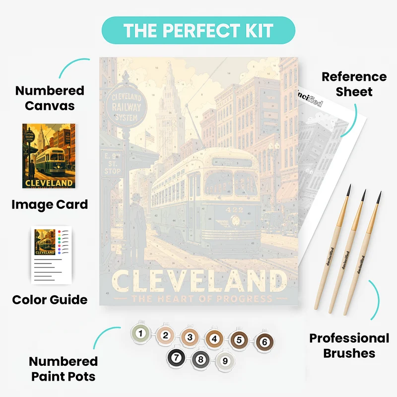Cleveland Streetcar 422 - Paint by Numbers Kit
