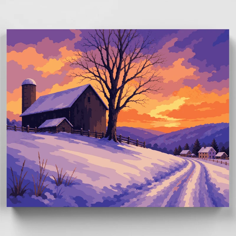 Snowy Ohio Farmstead - Paint by Numbers Kit