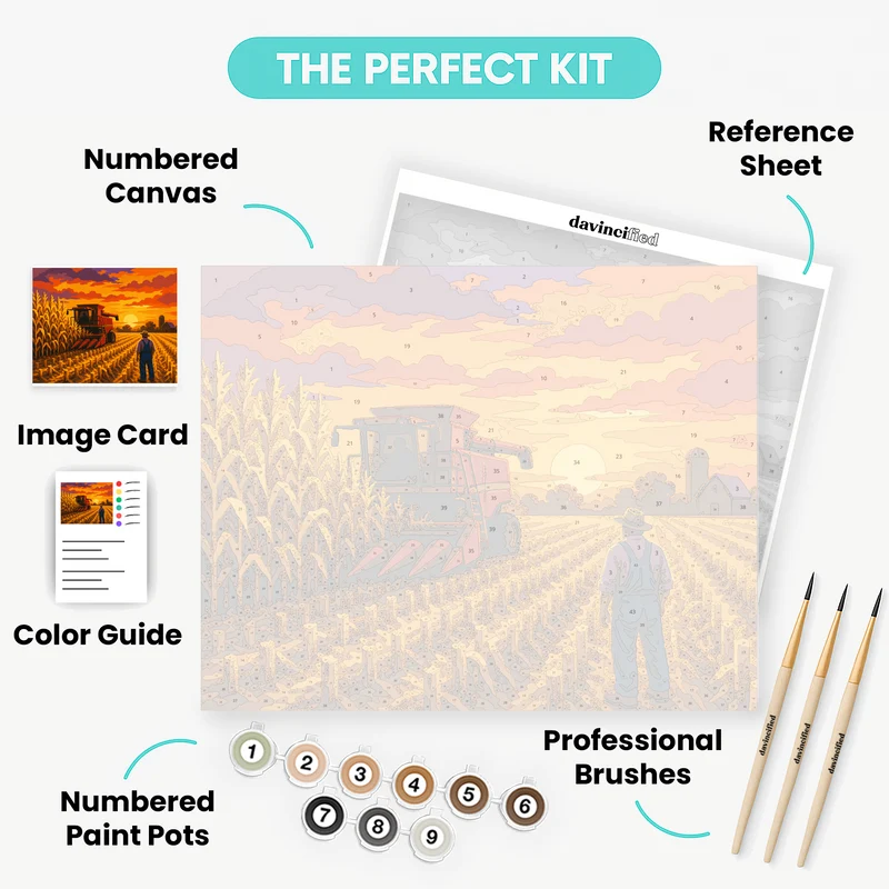 Harvest Sunset Farmer - Paint by Numbers Kit