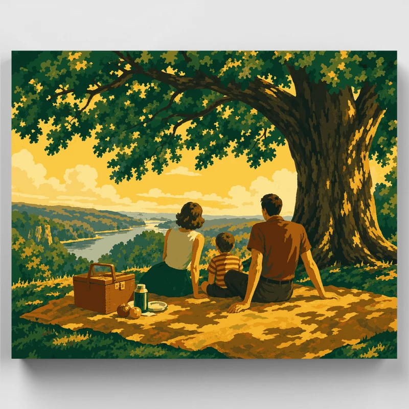 Riverside Family Picnic - Paint by Numbers Kit