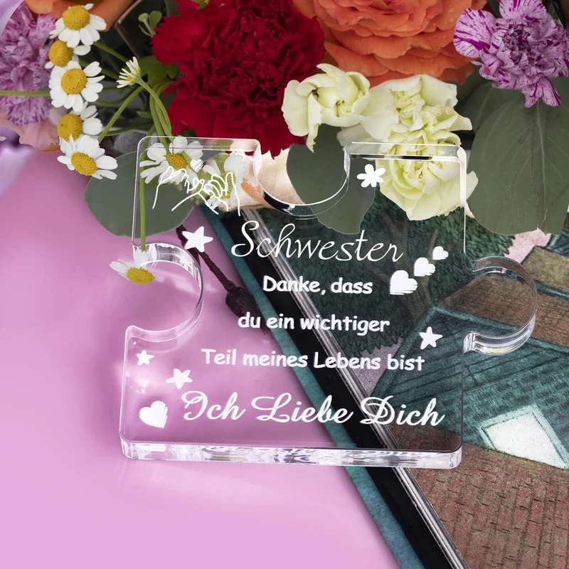 Acryl Puzzle Schwester Geschenk mit Gravur – Geburtstagsüberraschung