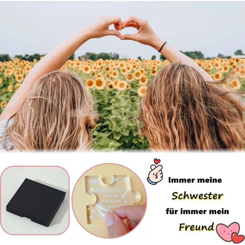 Acryl Puzzle Schwester Geschenk mit Gravur – Geburtstagsüberraschung