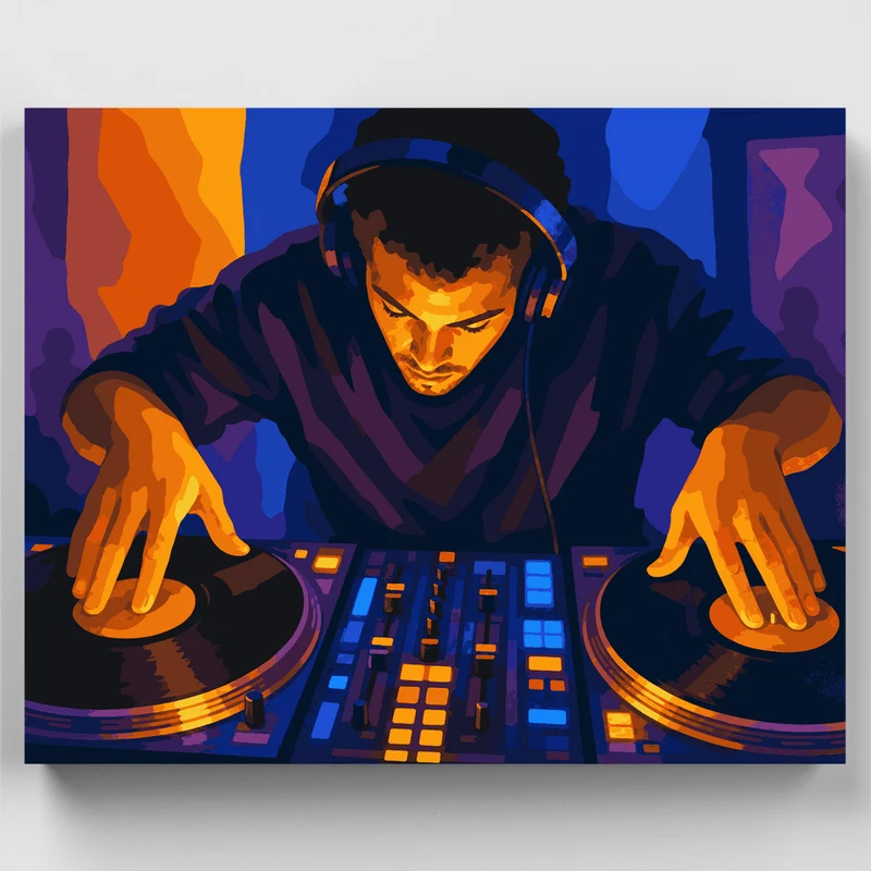 Disco DJ Spinning Vinyl - Paint by Numbers Kit