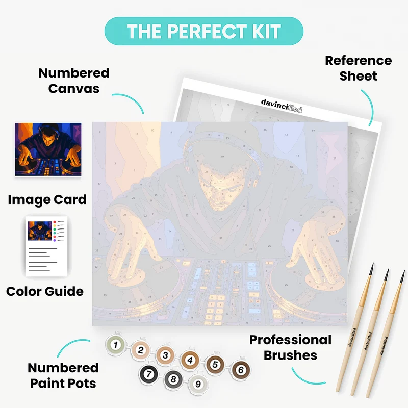 Disco DJ Spinning Vinyl - Paint by Numbers Kit