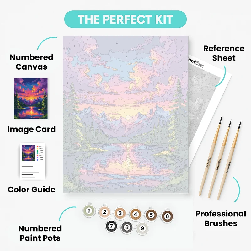 Glacier National Park Sunset Lake - Paint by Numbers Kit